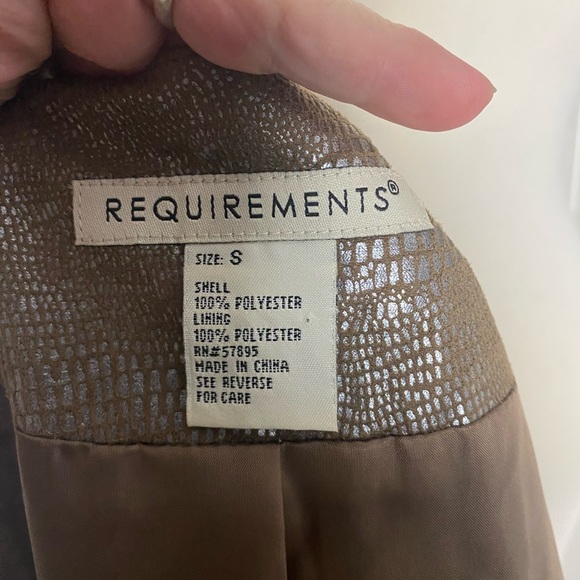 Requirements 70’s style brown silver snake skin print lightweight jacket size S - Picture 8 of 9